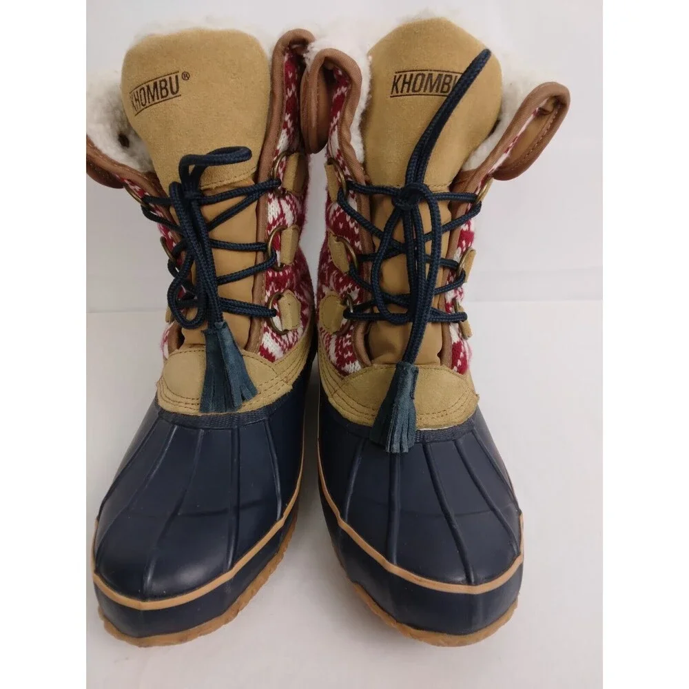 KHOMBU MAYA Suede Lace Up Faux Fur Lined Winter Duck Boots Brown Womens Size 8 M - Picture 6 of 12